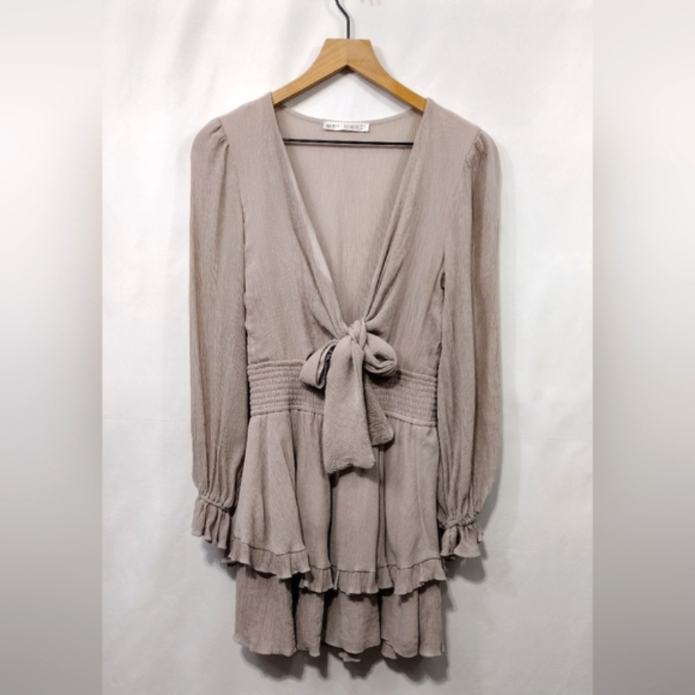 Saints Secrets Tie-Front Babydoll Dress Women's S Gray Retro 90s Y2K Casual